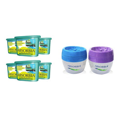 Absorbia Moisture Absorber | Absorbia Classic (300 gms X 6 boxes)- Season Pack of 6 | Absorption Capacity 600ml Each|Dehumidier for Wardrobe etc (Season Pack with Aviator Gel)