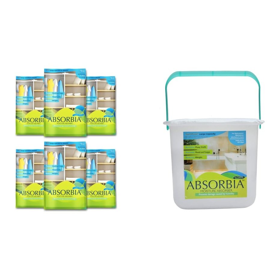 Absorbia Moisture Absorber Hanging Pouch - Pack of 6(440g) | Absorbia Ultimate 2000 gms