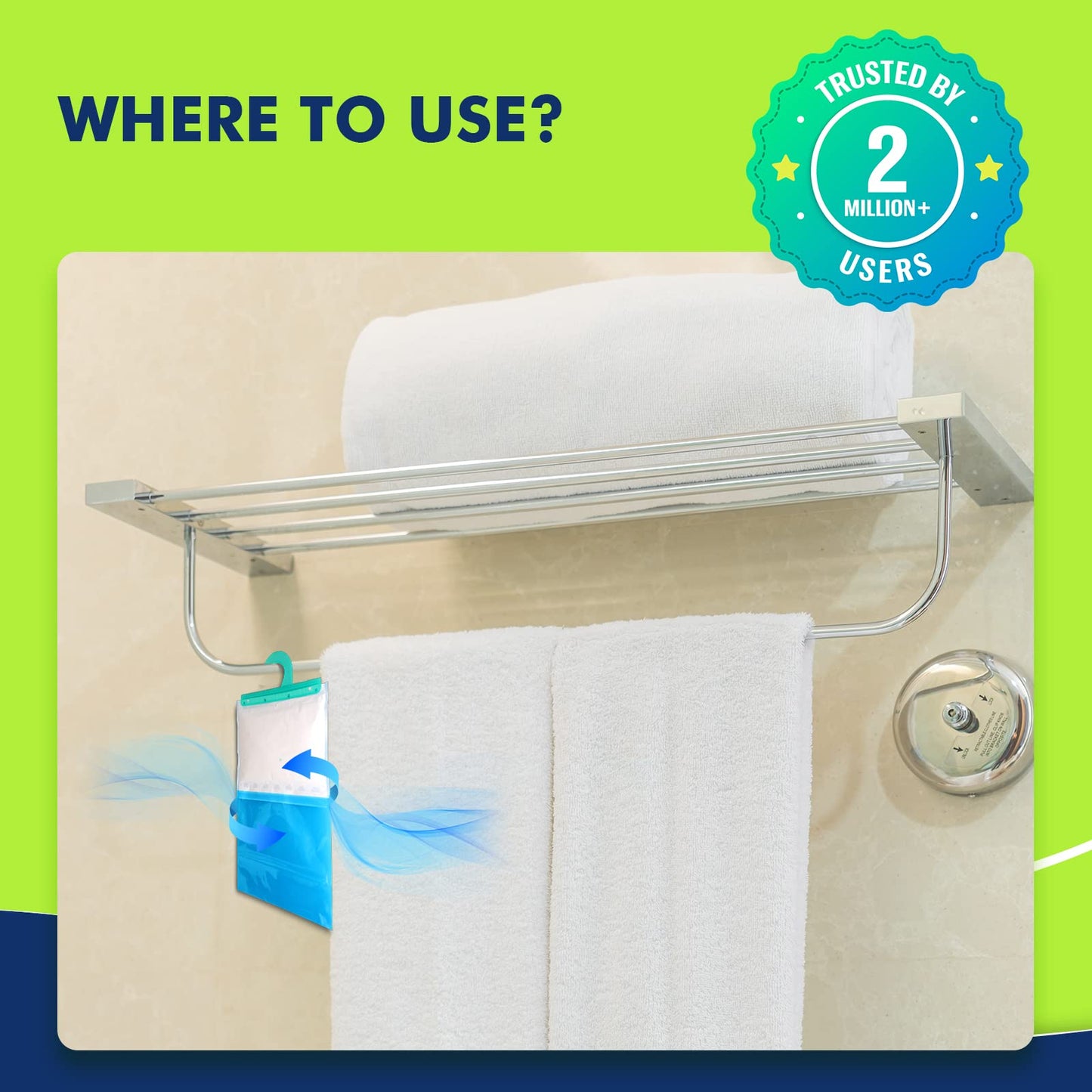 Absorbia Moisture Absorber Hanging Pouch - Family Pack of 3(440g each) | Absorbia Refill Pouch for Reusable Box - Pack of 3(400g each) | Dehumidifier for Large places