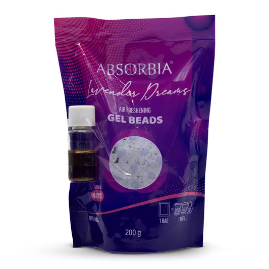 Absorbia Lavender Dreams Gel Beads Air Freshener - 200g with 8 ml refill fragrance Enjoy 45 Days of Tranquil Fragrance Renewal for office Room and Home