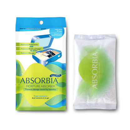 Absorbia Moisture Absorber Sachet(100g each)-Season Pack of 6(Absobs upto 200ml Each) and Natural Camphor(Kapoor) Diamond shape for Equal Dispersion(60g X 2) with Fragrance of Lemon & Mogra