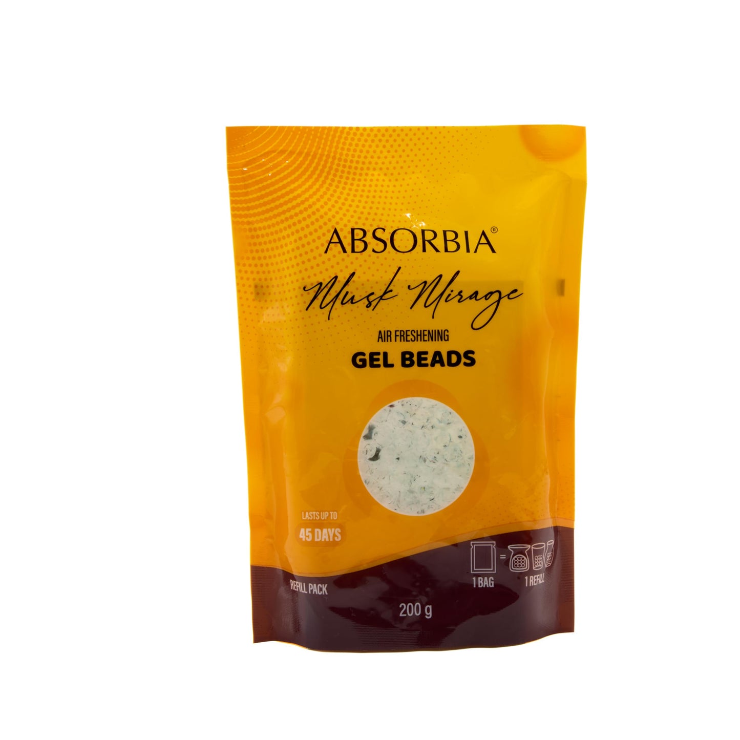 Absorbia Mask Mirage Gel Beads Air Freshener - 200g, with 8ml Refill Pack of Fragrance upto 45 Days of Enigmatic Fragrance for a Mystical Atmosphere packed in decoratice Box and beatifull Glass Jar