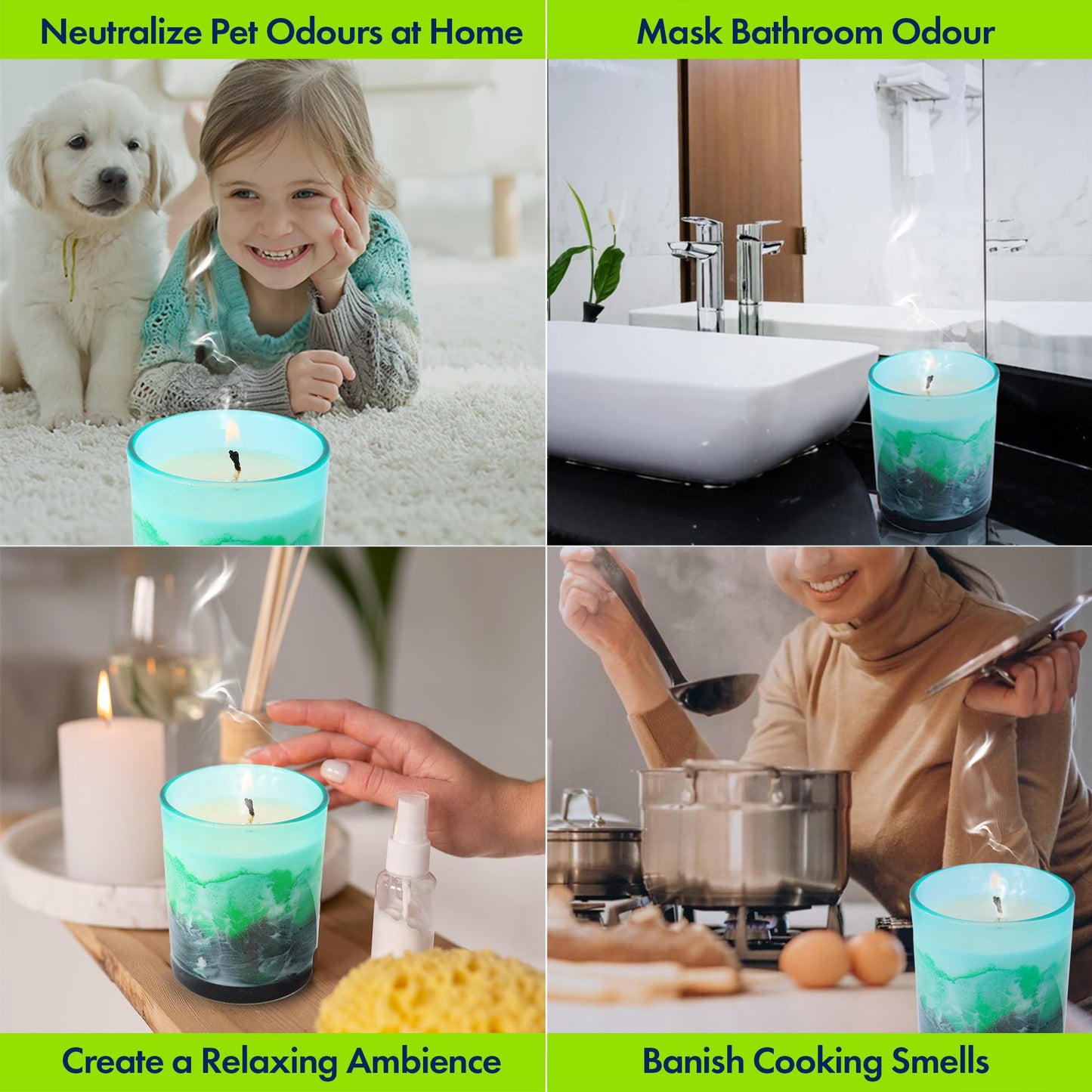 ABSORBIA Scented Candle - Green Mountains and Waters Fragrance, 5% Perfume Concentrates,150g,30-Hour Burn Time, Melamine Cup, Soy Wax - Elevate Your Space with Aromatherapy