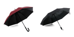 ABSORBIA Unisex Straight Umbrella Wine Red and 3X Folding Umbrella Black(Pack of 2) For Rain & Sun Protection and also windproof | Folding Portable Umbrella with Cover |Fancy and Easy to Travel