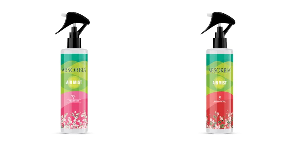 ABSORBIA Room Freshener spray, Instantly Freshens the air with Tube rose andEnglish Rose Fragrance | Pack of 2 | Essential Oil Aroma Works like therapy - 200ML, 1000+ sprays(Approx)…