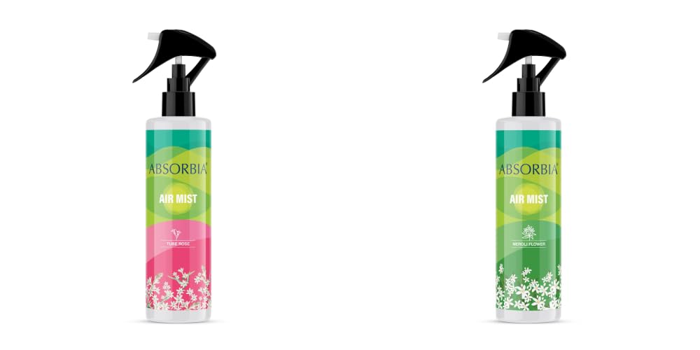ABSORBIA Room Freshener spray, Instantly Freshens the air with Tube rose and Neroli Flower Fragrance | Pack of 2 | Essential Oil Aroma Works like therapy - 200ML, 1000+ sprays(Approx)……