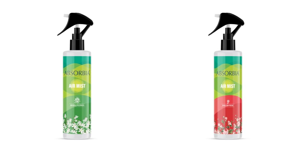 ABSORBIA Room Freshener spray, Instantly Freshens the air with Neroli Flower and English Rose Fragrance | Pack of 2 | Essential Oil Aroma Works like therapy - 200ML, 1000+ sprays(Approx)…