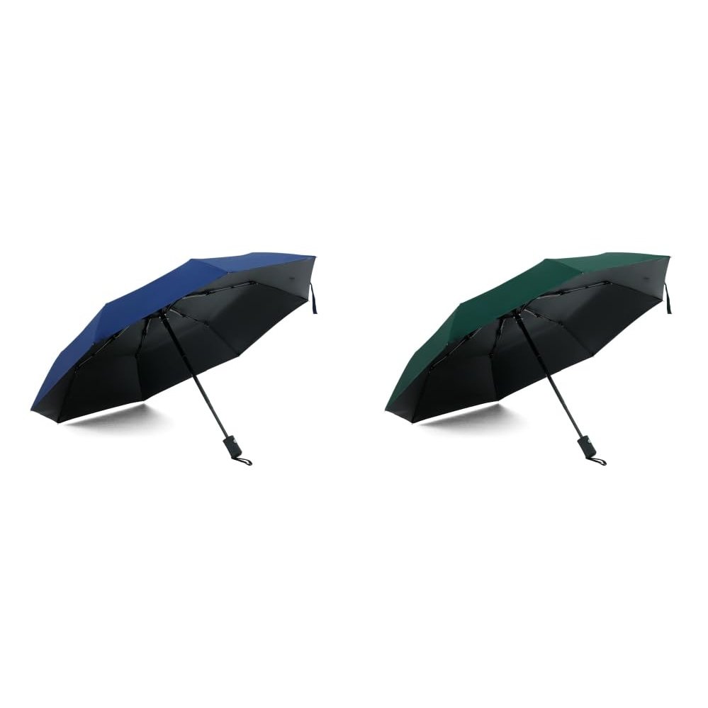 ABSORBIA Unisex 3X Folding Umbrella Navy Blue and Dark Green(Pack of 2),For Rain & Sun Protection and also windproof | Double Layer Folding Portable Umbrella with Cover