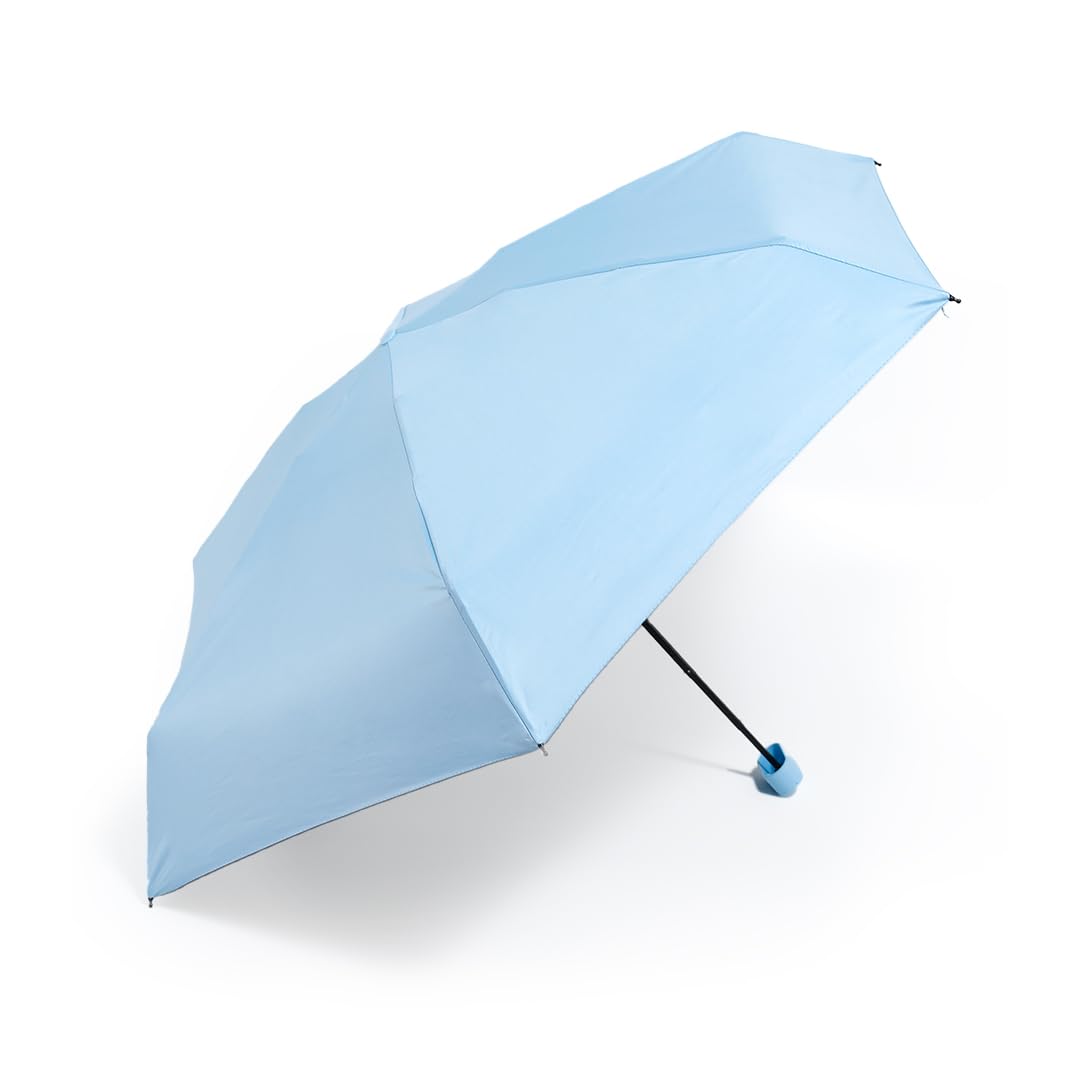 ABSORBIA 6K 6 fold Umbrella for Sun And Rain Protection, Lightweight Design, Compact & Portable, Outdoor, Fancy and Easy to Travel|Light Blue|Auto open |with black coating for UV protection