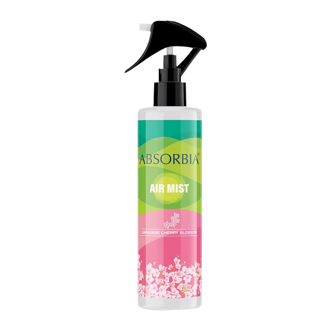 ABSORBIA Room Freshener spray, Instantly Freshens the air with Japanese cherry blossom Fragrance | Pack of 6 | Essential Oil Aroma Works like therapy - 200ML, 1000+ sprays(Approx)……