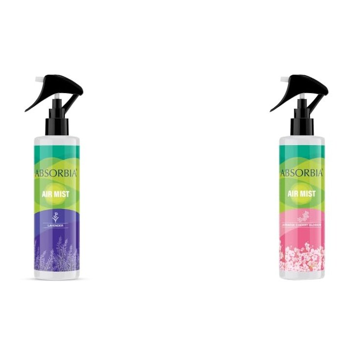 ABSORBIA Room Freshener spray, Instantly Freshens the air with lavender and Japanese Cherry Blossom Fragrance | Pack of 2 | Essential Oil Aroma Works like therapy - 200ML, 1000+ sprays(Approx)…