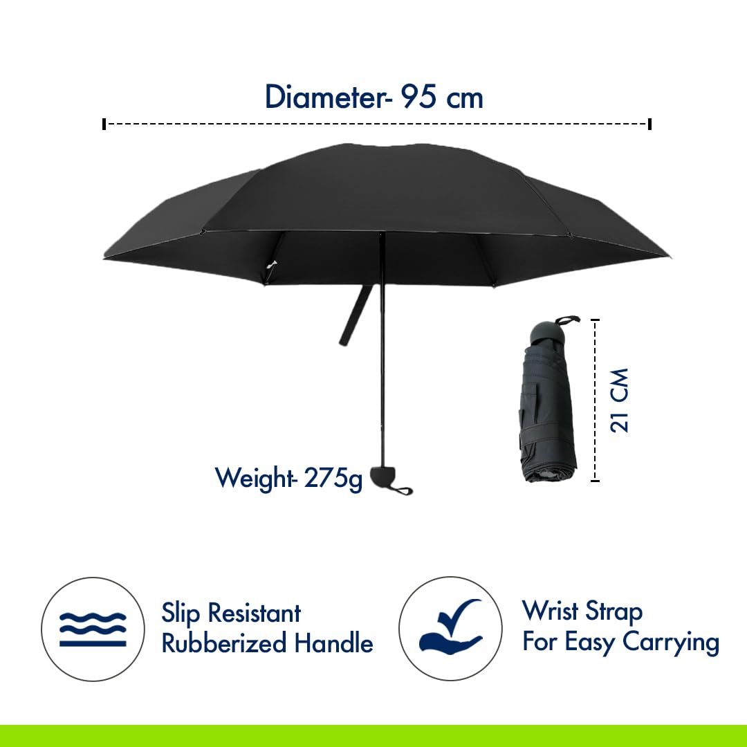 ABSORBIA 3X Folding Umbrella Black and 5X Folding Umbrella Black(Pack of 2) For Rain & Sun Protection and also windproof | Double Layer Folding Portable Umbrella with Cover |Fancy and Easy to Travel