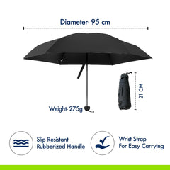 ABSORBIA Straight UmbrellaWine Red & 5X Folding Umbrella Black For Rain & Sun Protection and also windproof | Double Layer Folding Portable Umbrella with Cover |Fancy and Easy to Travel