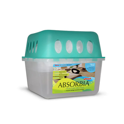 Absorbia Moisture Absorber| Absorbia Reusable Box 400 g | Absorbs 800ml each |Dehumidifier for Larger Spaces such as Storerooms, Spare Rooms & Lofts | Fights Against Moisture, Mould, Fungus