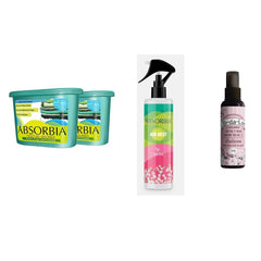 Absorbia Moisture Absorber Classic - Pack of 2 |ABSORBIA ROOM FRESHNER SPARAY 200 ml - with Frag. Tube Rose |Absorbia To da loo Pre Toilet Spray, 50 ml -with Frag. Balsam
