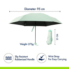 ABSORBIA Unisex 5 fold Umbrella with capsule cover for Rain & Sun Protection| Double Layer Folding Portable Umbrella With Cover| Green colour | Fancy and Easy to Travel | Open Diameter 97CM…