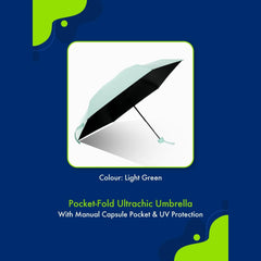 ABSORBIA Unisex 3X Folding Umbrella Navy Blue and 5X Folding Umbrella Light Green(Pack of 2), For Rain & Sun Protection and also windproof | Double Layer Folding Portable Umbrella with Cover