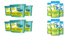 Absorbia Moisture Absorber Classic - Pack of 6 (Absobs 600ml each) & Absorbia Sachet - Pack of 6 (100g each) | Dehumidifier for Wardrobe, Shoe racks,Cupboards & Closets