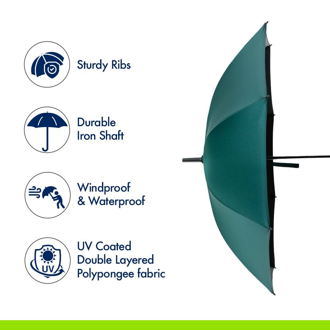 ABSORBIA 8K Straight and Stick Umbrella for rain, Windproof, Waterproof and UV proof black Coated | Open Diameter 105cm Double Layer Umbrella With Cover|Navy Blue…