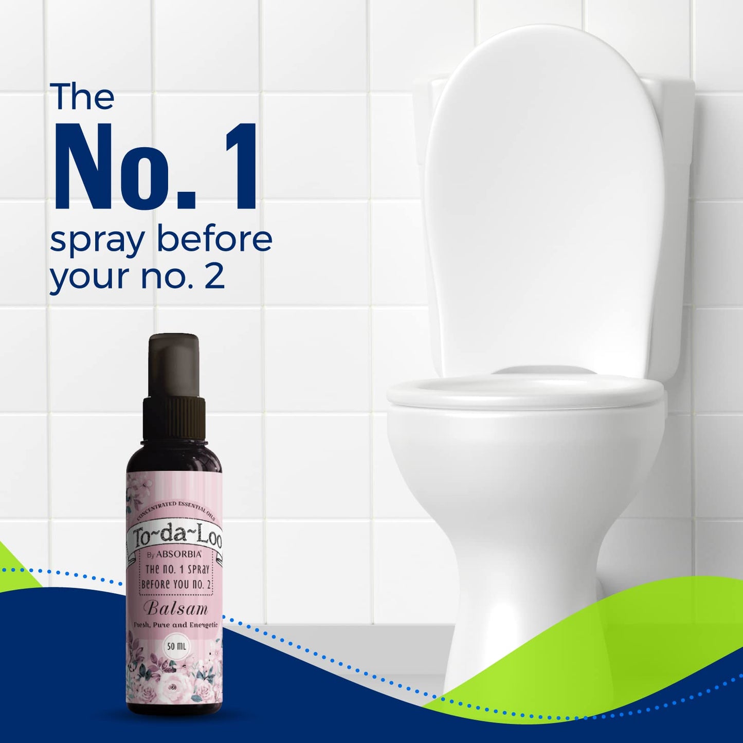 Absorbia To~Da~Loo Pre Poo Spray 50ml | Balsam | Pre toilet spray for bathrooms | Fresh pure and energetic fragrance