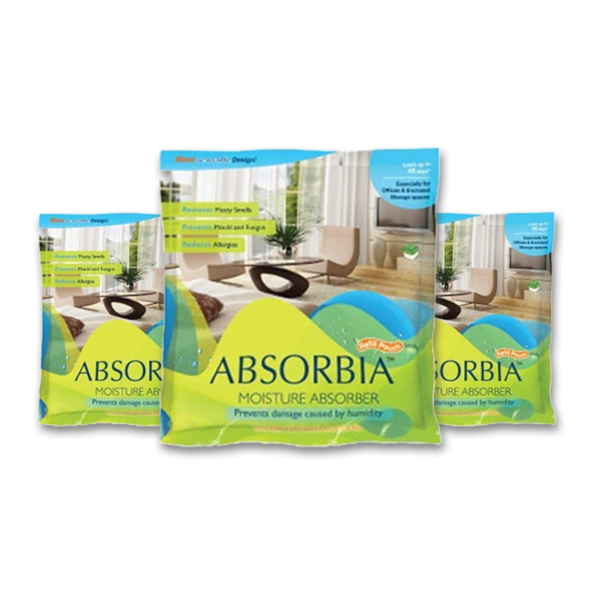 Absorbia Moisture Absorber | Absorbia Refill Pouch for Reusable Box - Pack of 6 (800ml Each) | Dehumidifier for Larger Areas Rooms| Fights Against Moisture, Mould, Fungus Musty Smells