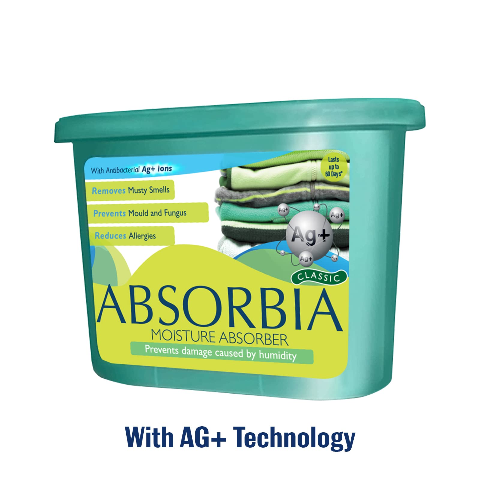 Absorbia Moisture Absorber | Absorbia Classic - Family Pack of 3 (600ml Each) | Dehumidifiers with"AG+ ION" Fights Strongly Against Moisture, Mould, Fungus & Musty smells