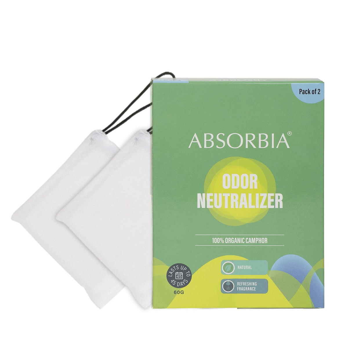 ABSORBIA Natural Camphor | 60grams each X 2 Pack | Room, Car and Air Freshener and it also act as an "Effective Insecticide"