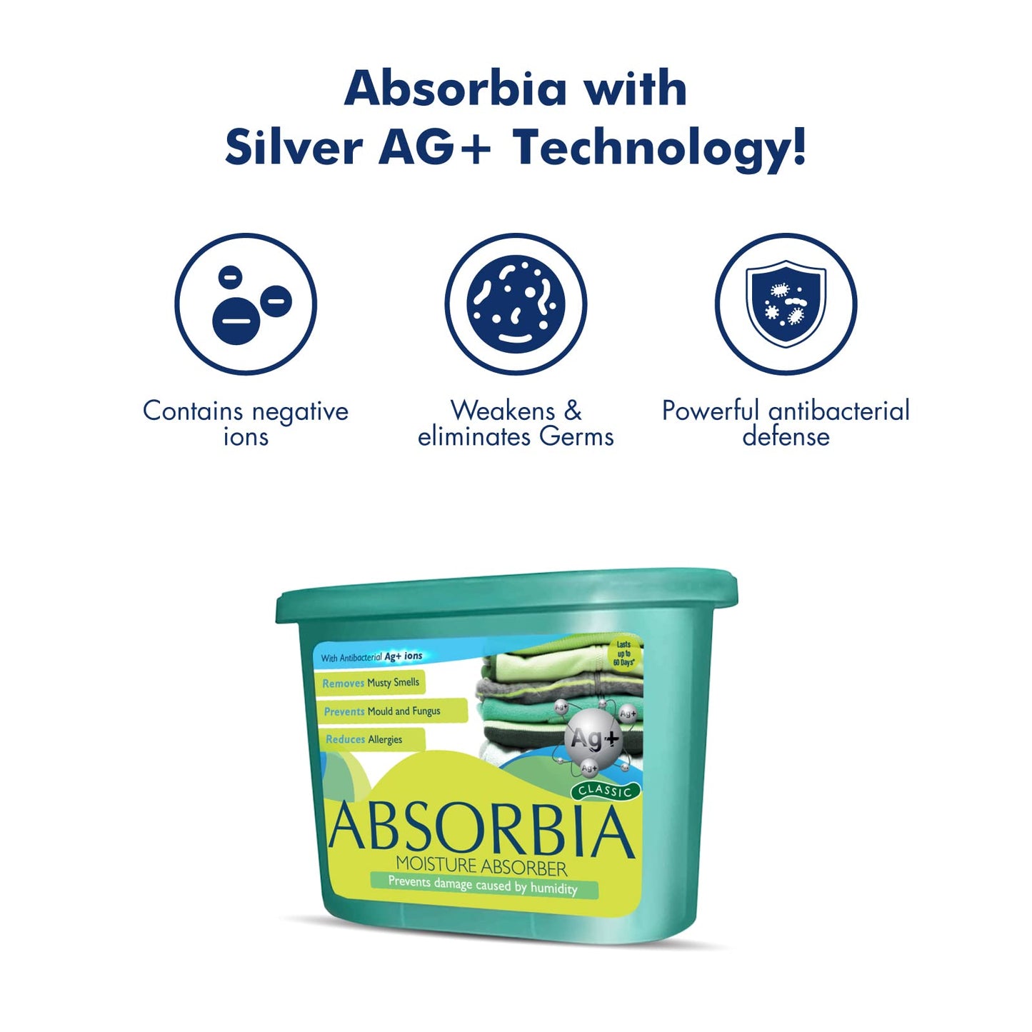 Absorbia Classic with "AG+ ION" - Season Pack of 6 (600ml Each), Fights Strongly Against Moisture, Mould, Fungus & Musty smells