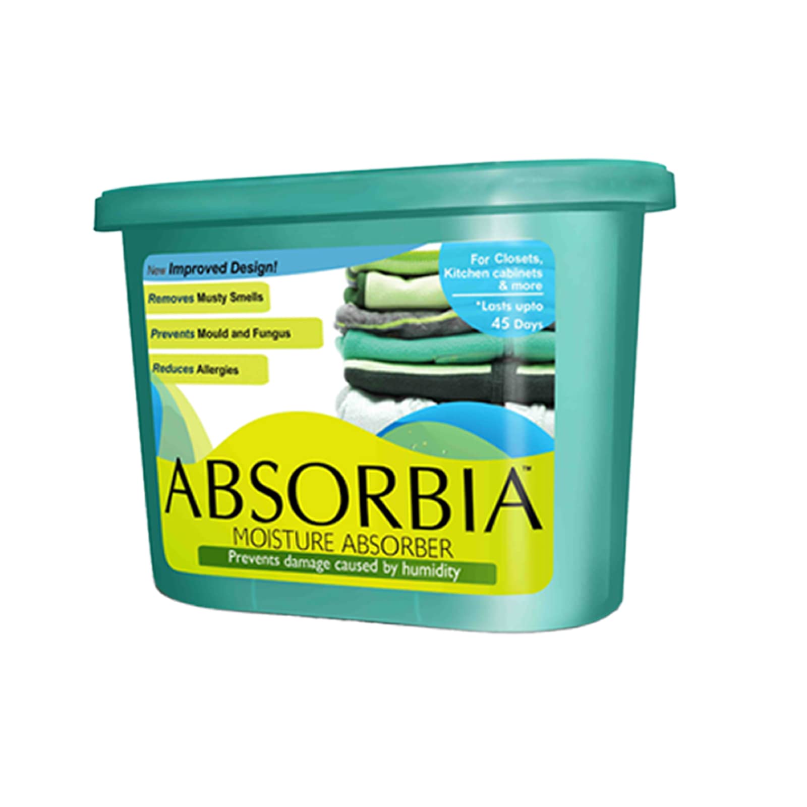 Absorbia Moisture Absorber | Absorbia Classic - Value Pack of 2 X 10 (600ml Each) | Dehumidier for Wardrobe, Cupboards & Closets | Fights Against Moisture, Mould, Fungus & Musty smells