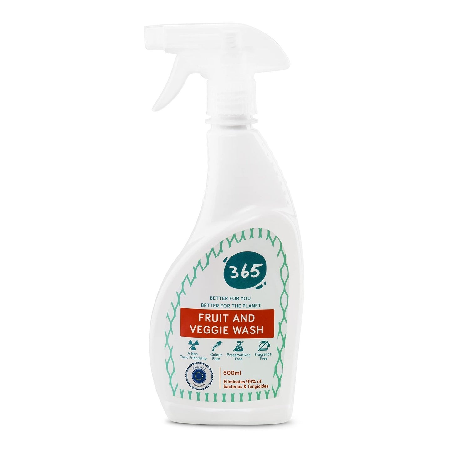 ABSORBIA 365 All natural Fruit and Veggie Wash Cleaning liquid made with 99% Active Natural Ingredients to disinfect, remove Toxic Germs, Bacteria, Pesticide & Preservatives | 500 ml |