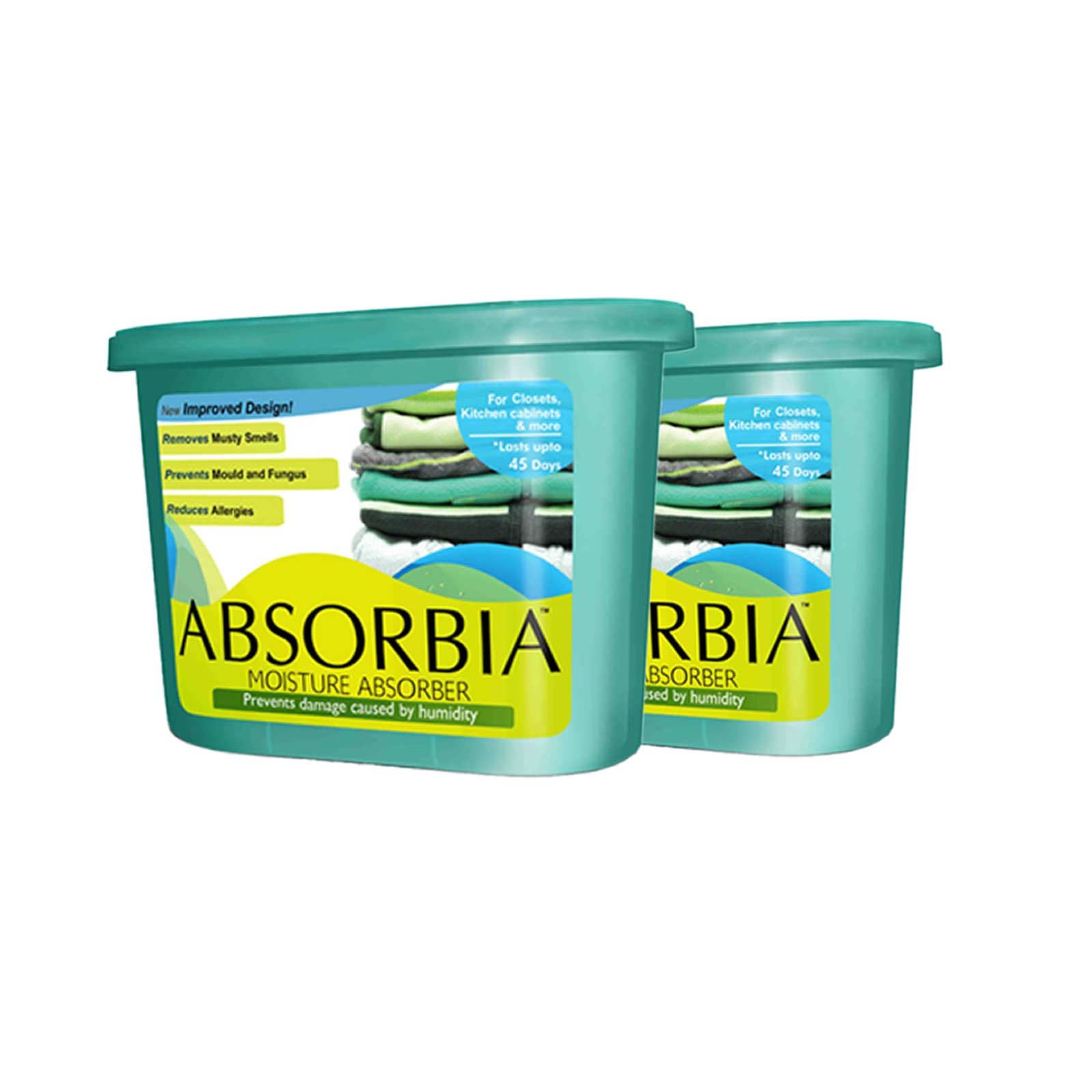 Absorbia Moisture Absorber | Absorbia Classic (300 gms X 2 boxes)- Value Pack of 2 | Absorption Capacity 600ml Each|Dehumidier for Wardrobe etc| Fights Against Moisture, Mould, Fungus & Musty smells