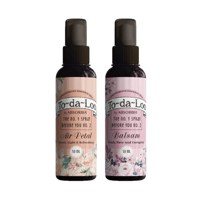 ABSORBIA To~Da~Loo Pre Poo Spray pack of 2 (50mlx2) | Air Petal & Balsam | Pre toilet spray for bathrooms | Fresh pure and energetic fragrance…