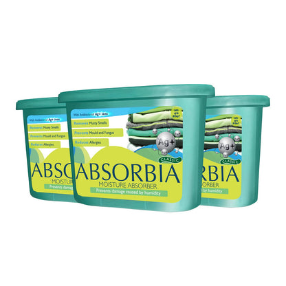 Absorbia Classic with "AG+ ION" - Family Pack of 3 (600ml Each),Fights Strongly Against Moisture, Mould, Fungus & Musty smells