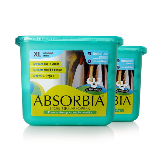 Absorbia Moisture Absorber XL with Activated Charcoal | Pack of 2 (450 g X 2 boxes) | 1L Absorbs