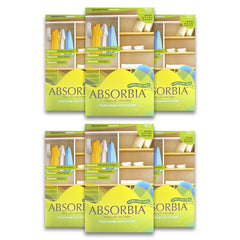 Absorbia Moisture Absorber Hanging Pouch | Mountain Fresh Fragrance - Pack of 6 ( 440 gms X 6 pouches) | Absorption Capacity 1000ml each | Odour Absorber & Dehumidifier for Wardrobe, Closet & Bathroom| Fights Against Moisture, Mould, Fungus & Musty Smells