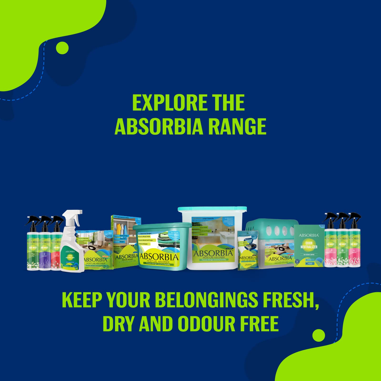 ABSORBIA Frago Ultimate Room Car and Air Freshener with the fragrance of Mountain Fresh pack of 6 | 400ml each Bottle | last upto 75 days (Approx) | Water based…