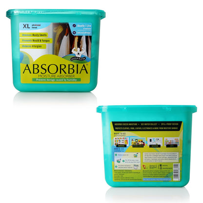 Absorbia Moisture Absorber XL with Activated Charcoal | Pack of 8 | 1L Absorption Capacity|Dehumidifier for Rooms Wardrobes|Fights Against Moistu……