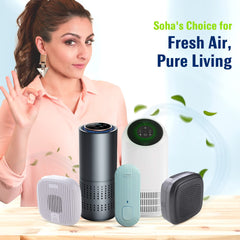 Absorbia Portable Air purifier| Aluminium Alloy body with touch screen and Hepa Filter for Allergies , smoke , Dust and odor Eliminator | Auto Wind Speed - Negetive ion UV Lamp Control for Car Travelling Bedroom Office