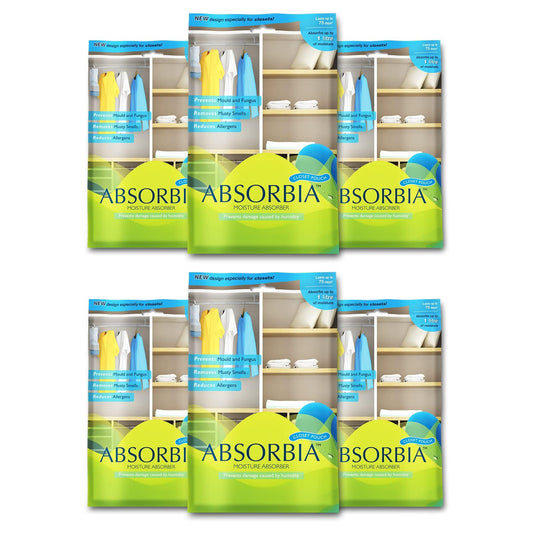 Absorbia Moisture Absorber| Absorbia Hanging Pouch - Season Pack of 96 (880ml Each) | Dehumidifier for Wardrobe, Closet Bathroom| Fights Against Moisture, Mould, Fungus Musty Smells…