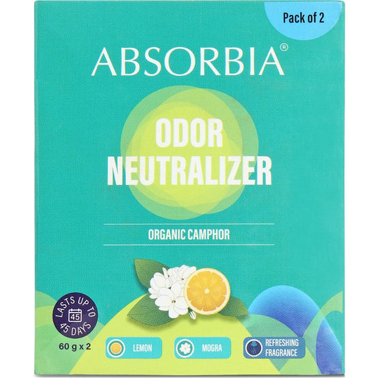 ABSORBIA Natural Camphor Unique Diamond shape for Equal Dispersion| 60g each Pack of 2 | with frag. Mogra and Lemon |For Room, Car and Air Freshener | helps repells bugs and insects