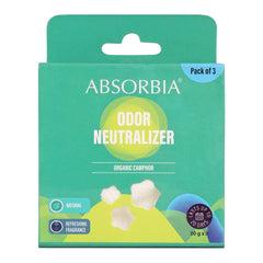 Absorbia Natural Camphor 20G X 3 | Compact | For Room, Car, bathrooms, cupboards and shoe closets | Natural Air Freshener & Bug repellent